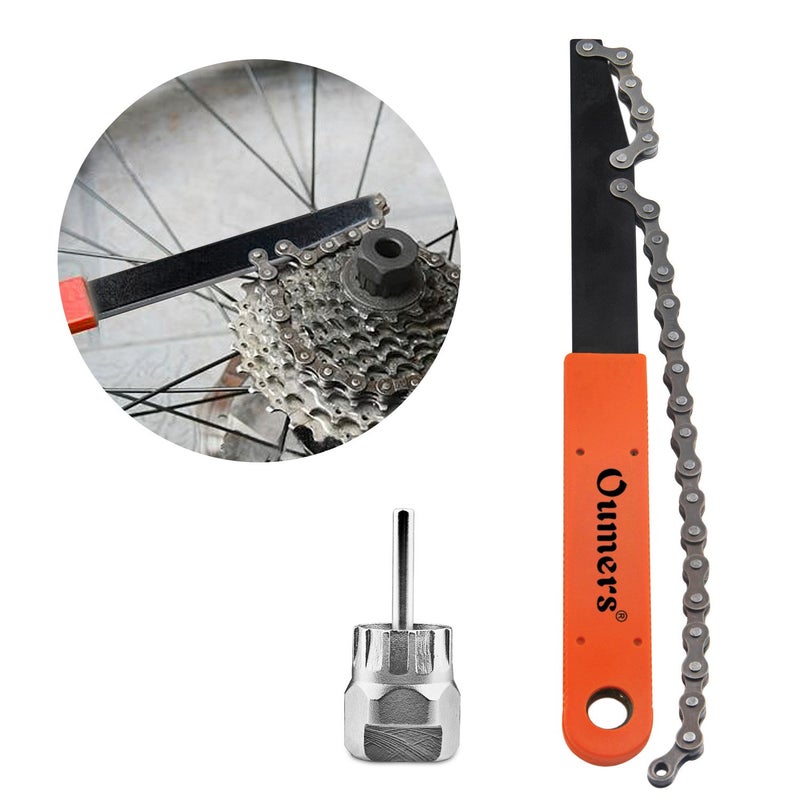 Oumers Bike Chain Tools Kit, Cassette Removal Tool Sprocket Remover Kit/Chain Whip and Cassette/Rotor Lockring Removal Tool with Guide Pin - Image 4